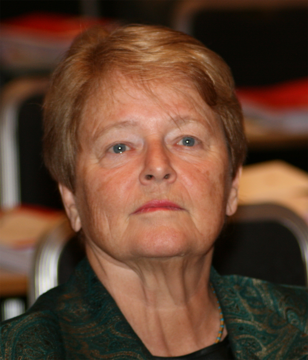 Gro Harlem Brundtland em um retrato de alta resolução